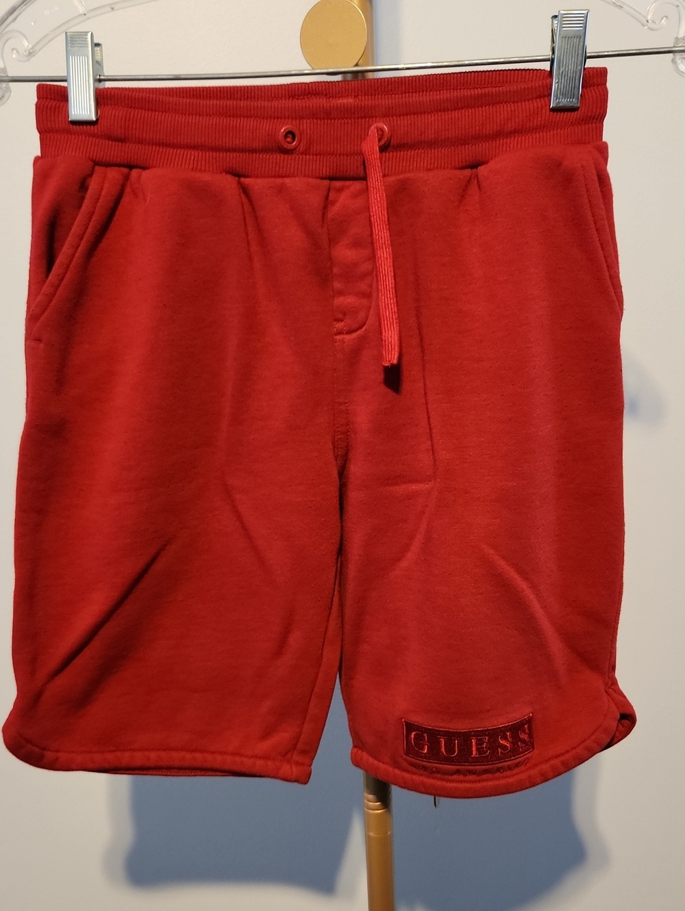 GUESS Men’s Red Logo Fleece Shorts
